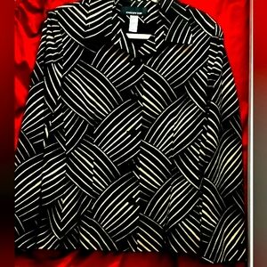 Jones New York Black & Gold Silk Jacket, Size 14